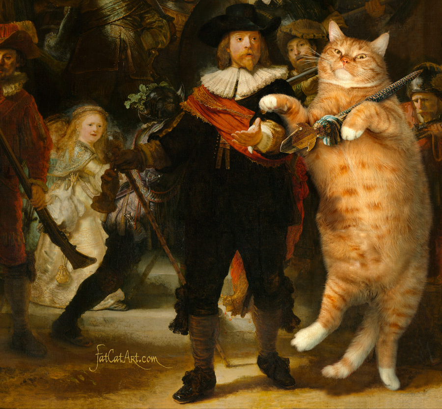 Rembrandt Harmenszoon van Rijn, The Night Watch (Company of Frans Banning Cocq and the Cat), detail