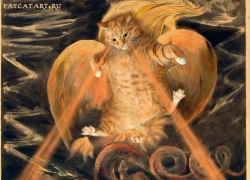 William Blake, The Great Red Dragon and the Cat Clothed with Sun play “surprised kitty”