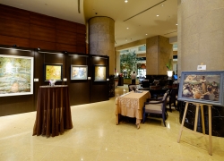 Set up of the exhibition in the Fullerton Hotel
