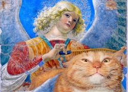 Melozzo da Forli, Angel combing their Winged Cat