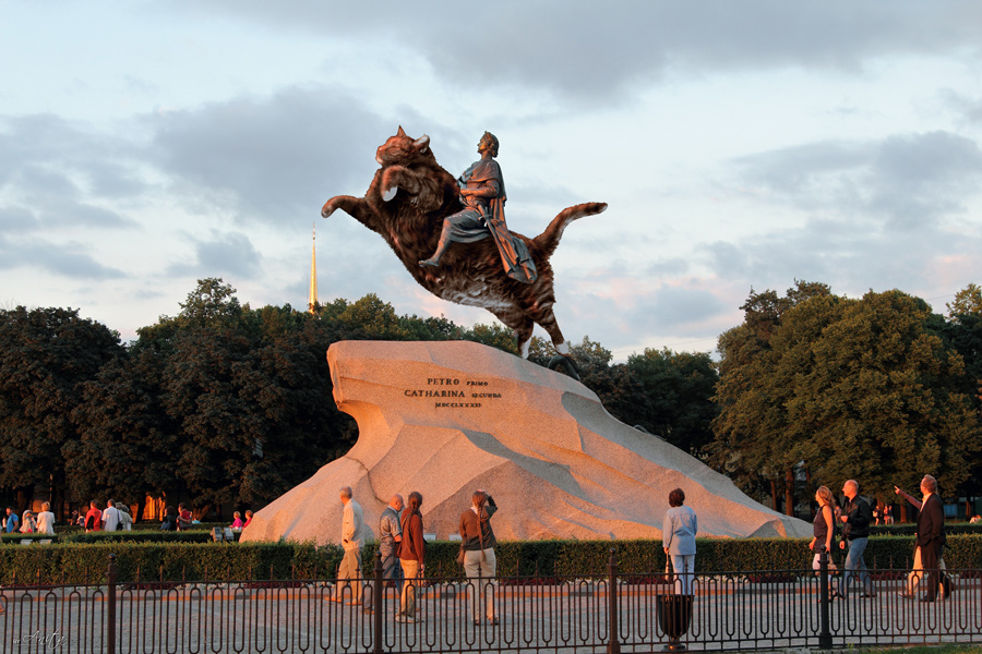 The Bronze Catman, Peter the Great statue in Saint Petersburg