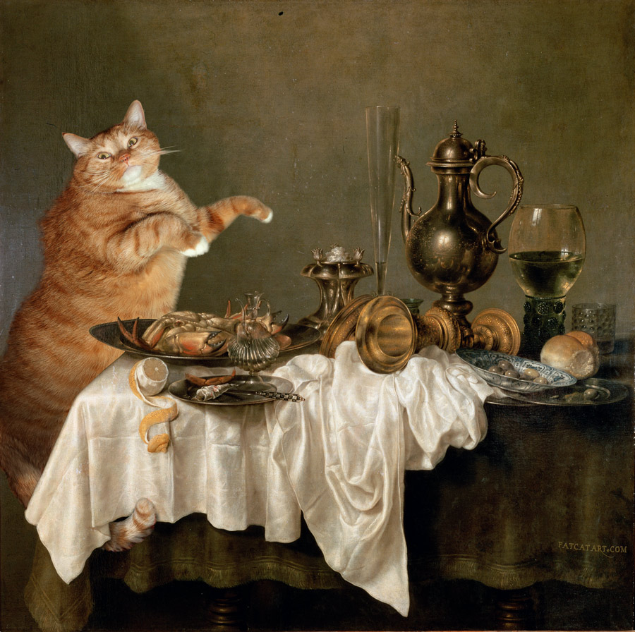 Willem Claesz Heda, Cat's Breakfast with a Crab. 1648