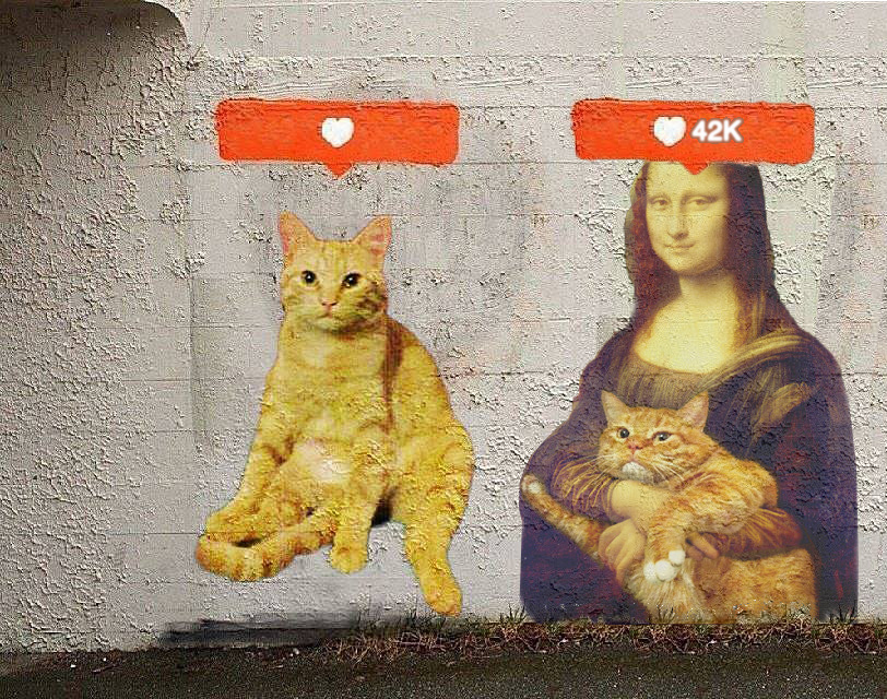 Did Mona Lisa's cat inspired Banksy's cat?