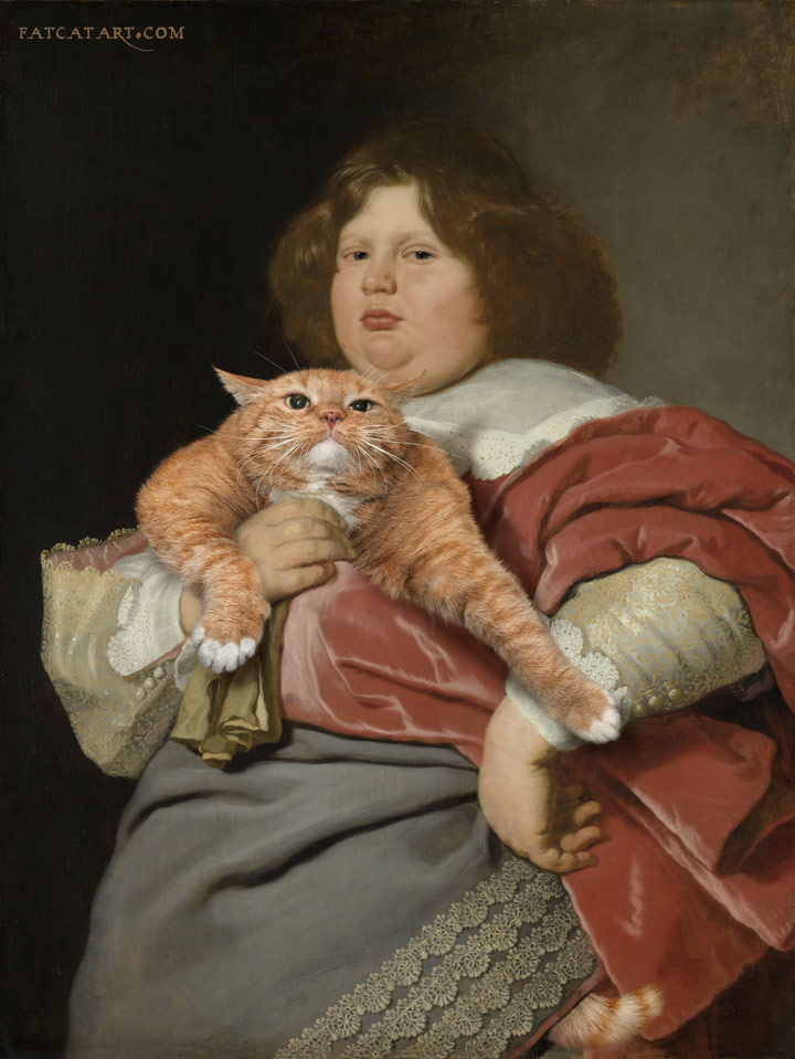 Bartholomeus van der Helst. Fat Boy and Fat Cat. Portrait of Gerard Andriesz. Bicker with his Cat.