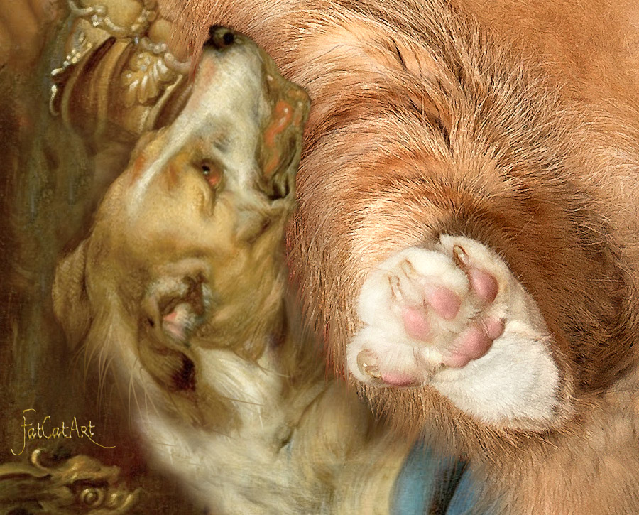 Jacob Jordaens, The Feast of Cats and Humans. The Toe-bean King drinks, detail