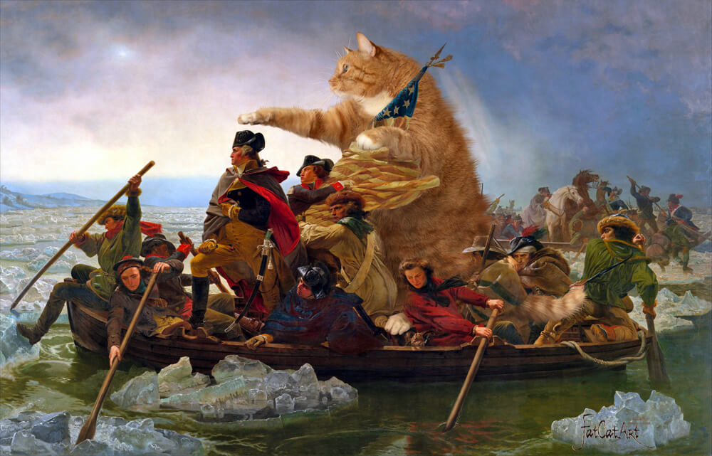 Emanuel Leutze, "Washington Crossing Delaware in a boat piloted by the Fat Cat”