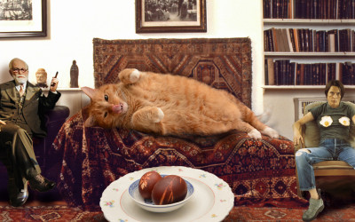 Sigmund Freud, Zarathustra the Cat and Sarah Lucas analyse the meaning of eggs