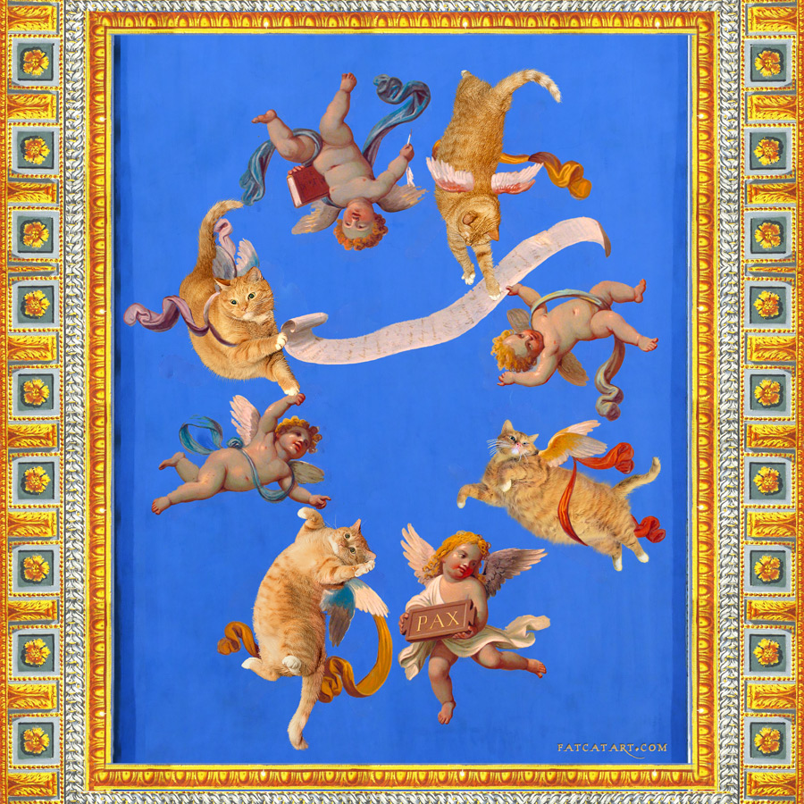 Cats and cherubs at Vatican Museum ceiling fresco