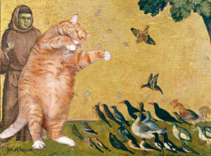 Giotto Di Bondone, The Cat, preaching to the birds, detail