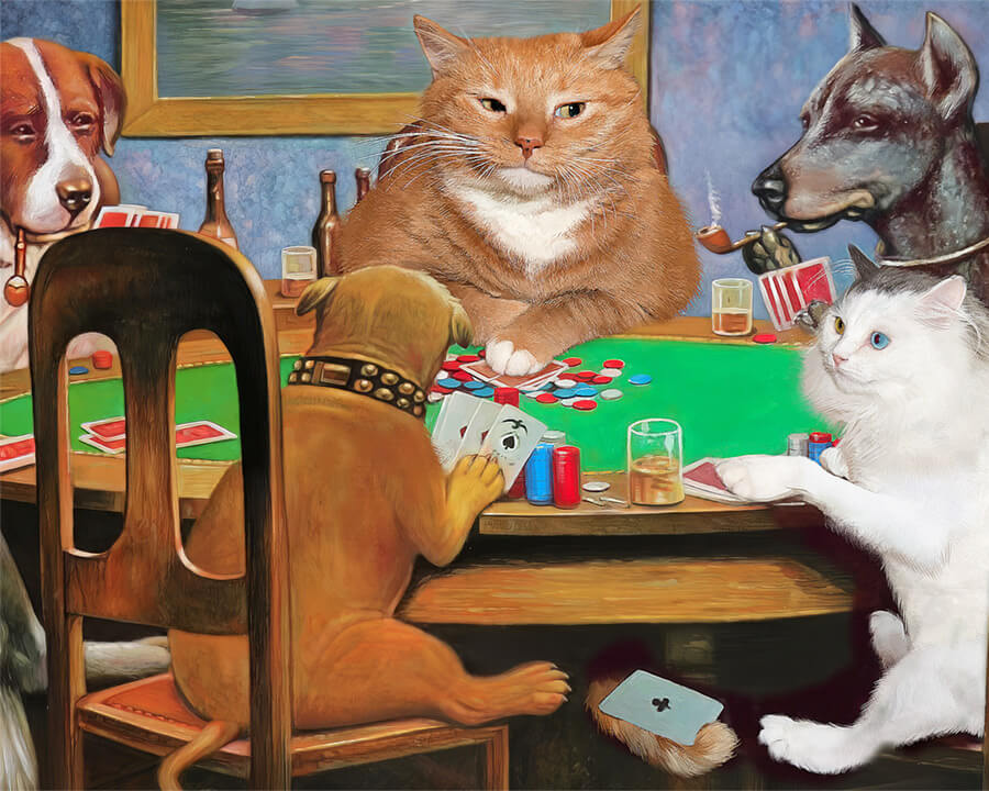 C.M. Coolidge, A Friend in Need, from Dogs and Cats Playing Poker, detail