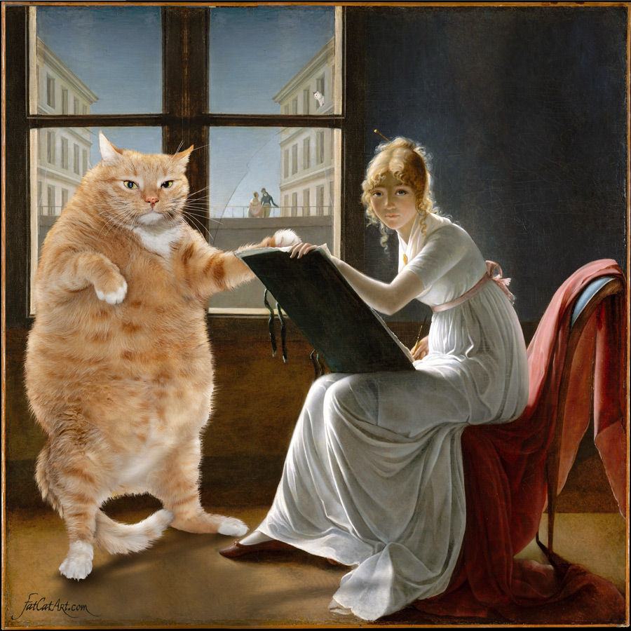 Marie-Denise Villers, Young woman drawing a cat