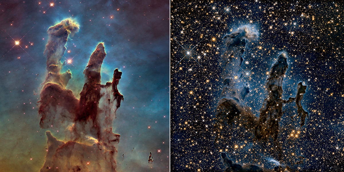 The Pillars of Creation, taken by Hubble telescope, commonly known shots by NASA