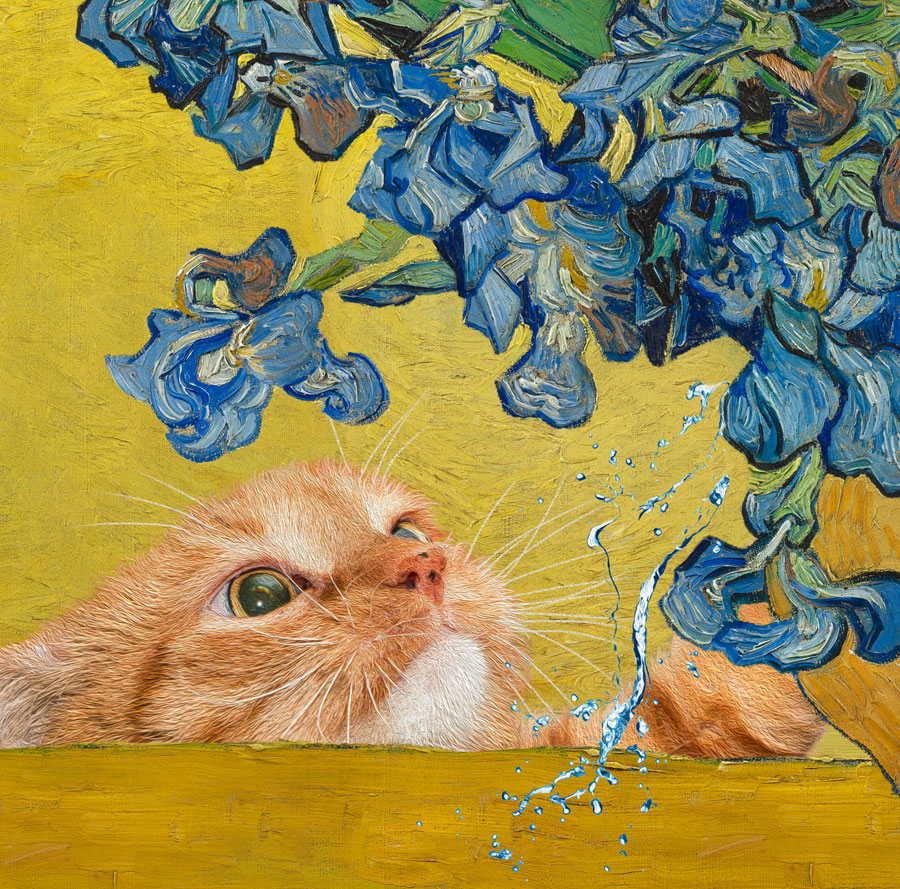Vincent van Gogh, Cat-cher in the Irises, detail