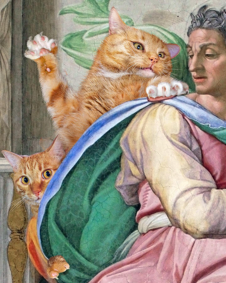 Michelangelo, Prophet Isaiah and Cats, detail, the Sistine Chapel