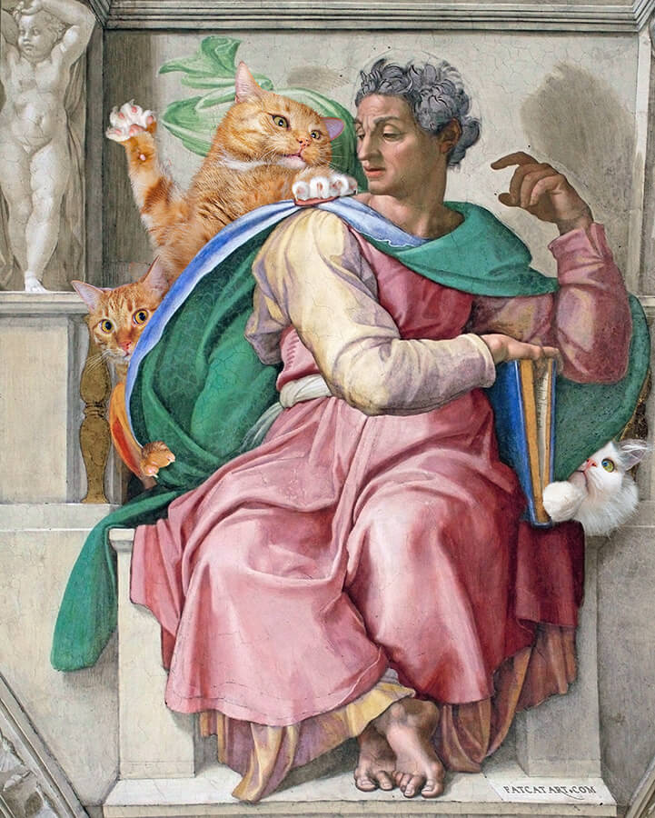 Michelangelo, Prophet Isaiah and Cats, the Sistine Chapel