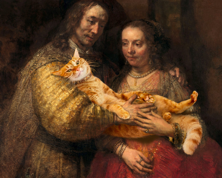 Rembrandt, The Jewish Bride and the Cat, close up