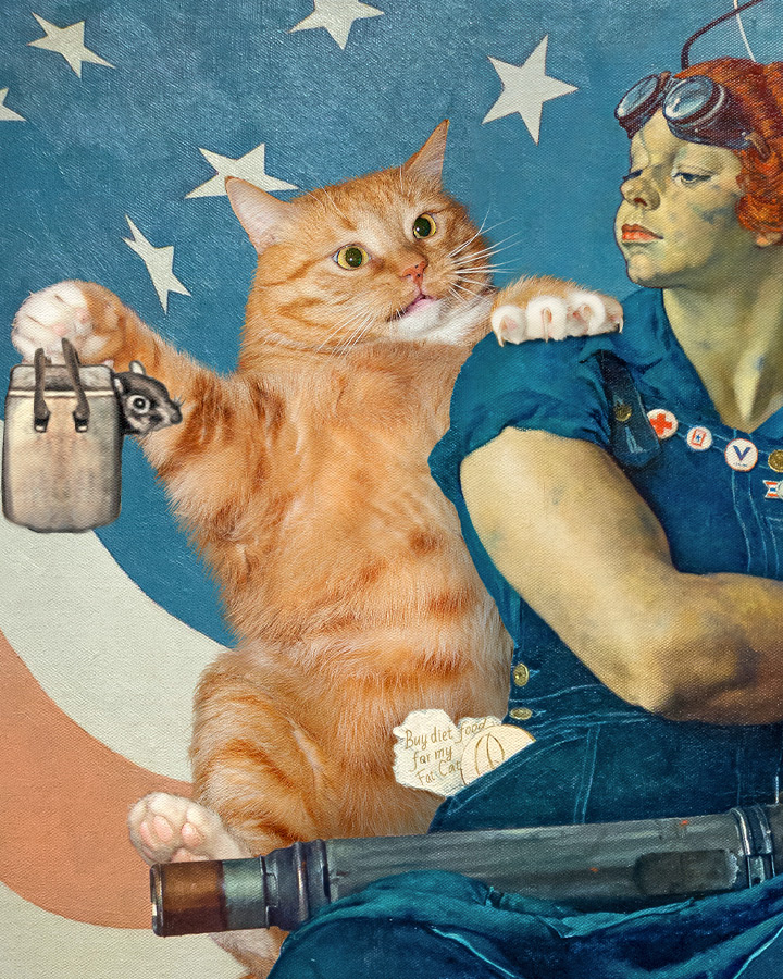 Norman Rockwell, Rosie the Riveter and Cats, detail
