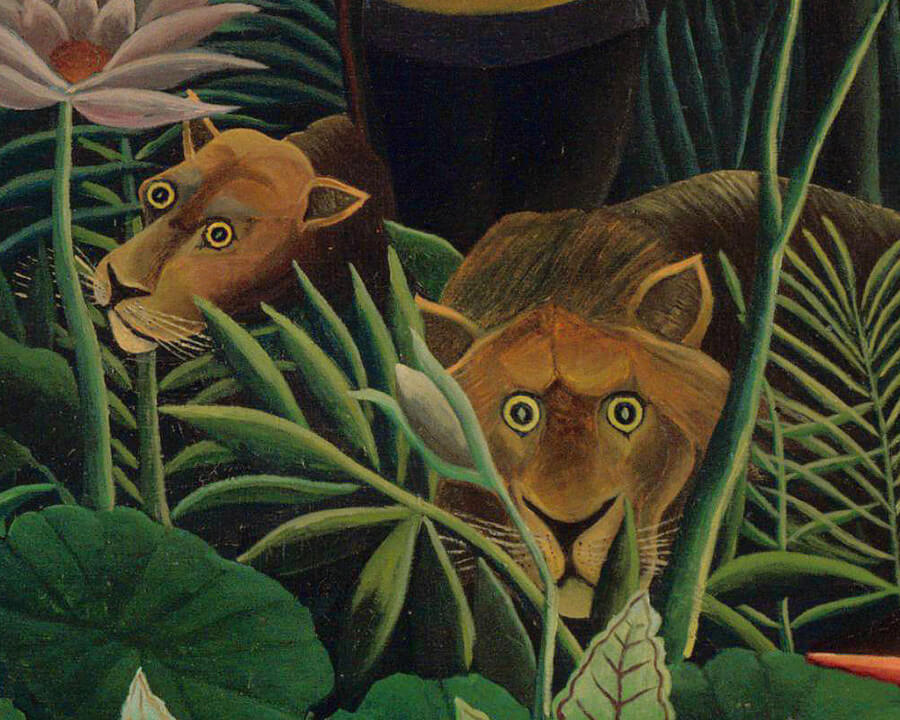 Henri Rousseau, Tyger's Dream, a lion and a lioness