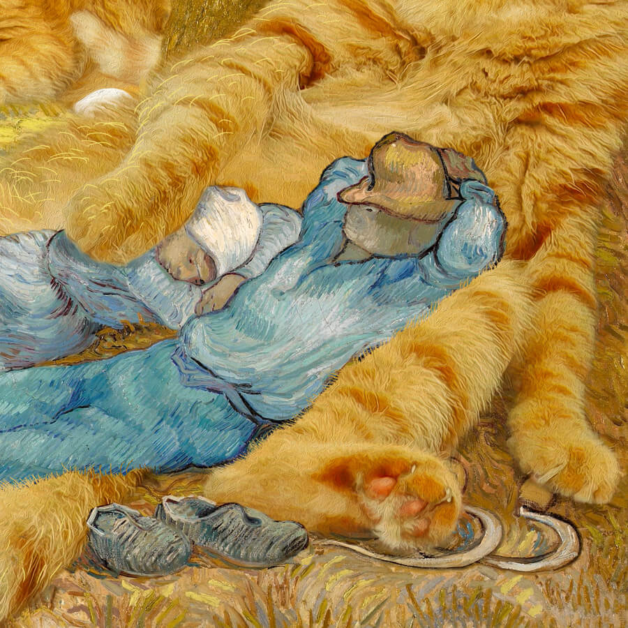 Vincent van Gogh, The Siesta with Cats, peasants