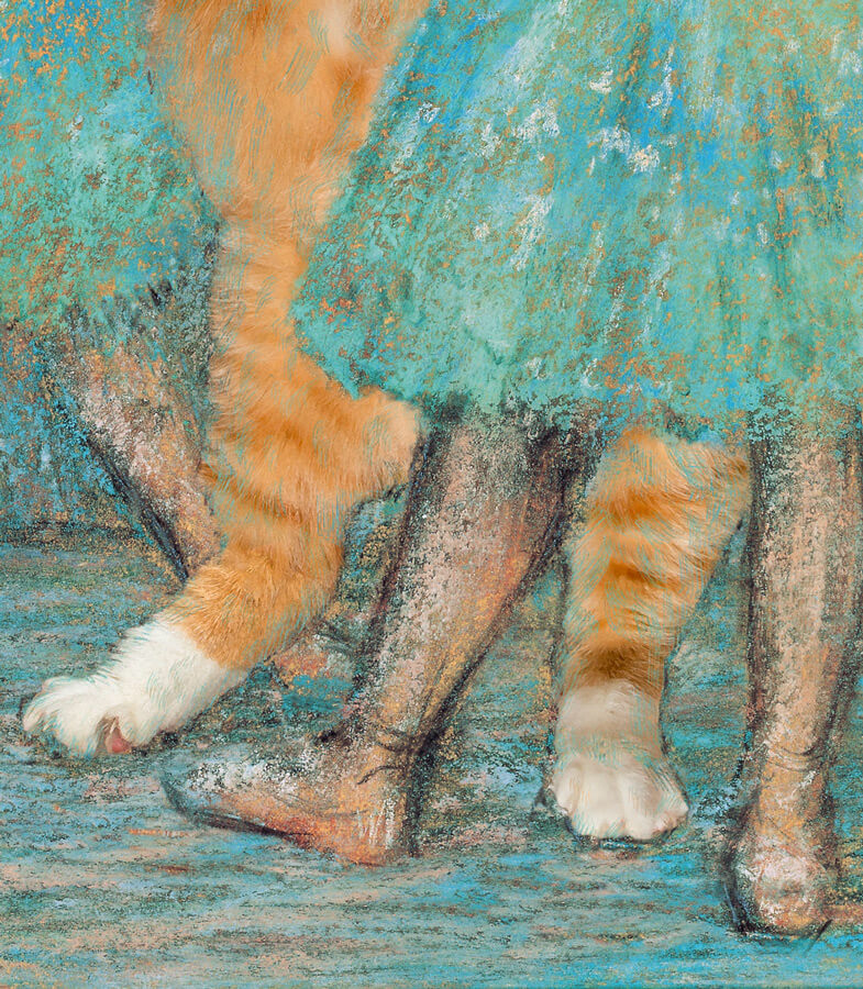 Edgar Degas, Two dancers. The Cat enters the scene, detail