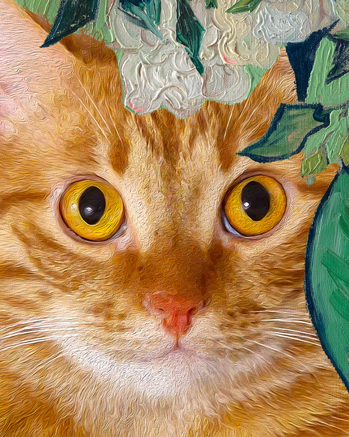 Vincent Van Gogh, Roses are cats' pink noses, detail