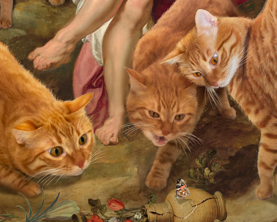 Peter Paul Rubens, Daniel in the Lions turned into Ginger Kittens' Den, detail