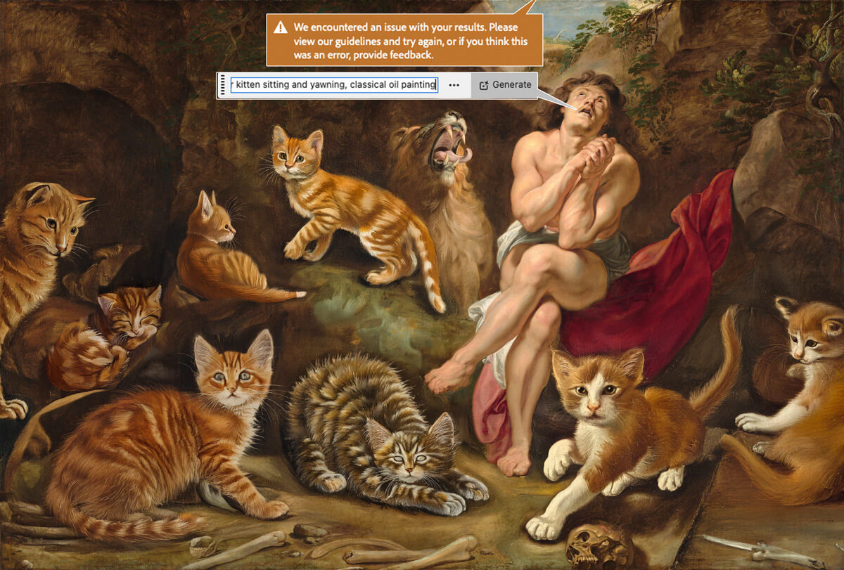 Daniel, saved from lions by Adobe Firefly in 2025