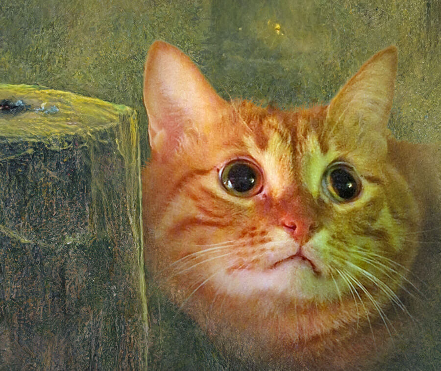 Zdzisław Beksiński, In Search of Lost Title, a giant cat searching for a moth